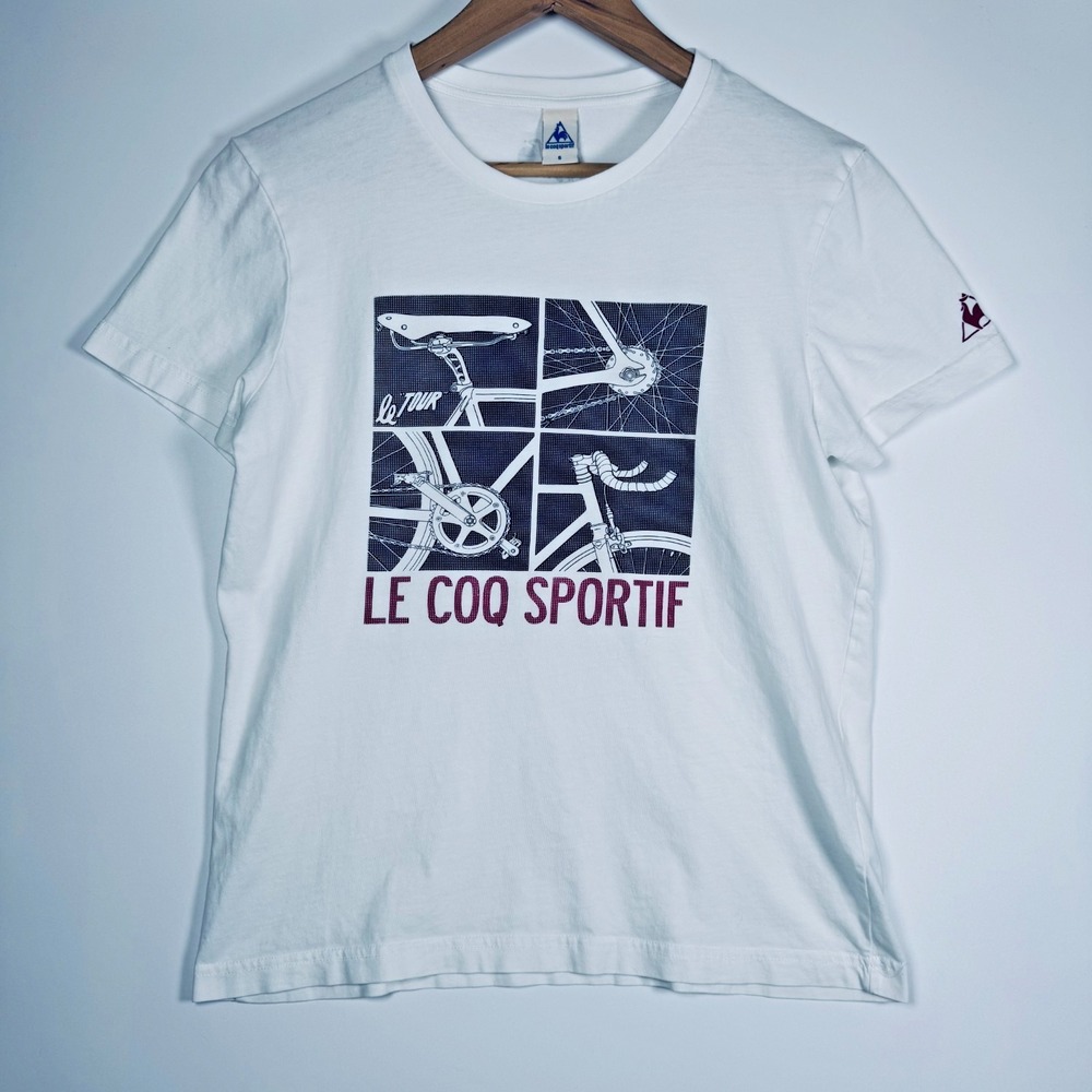 Le Coq Sportif T Shirt Womens‎ Small White Graphic Cycling Le Tour France Cotton